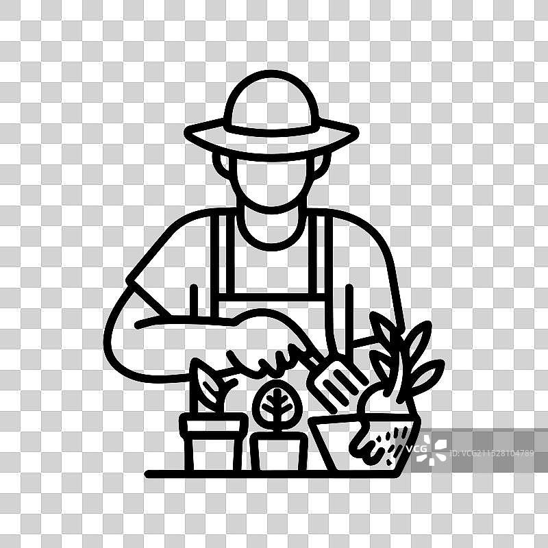 园丁图标或现代线条符号线条艺术图片素材