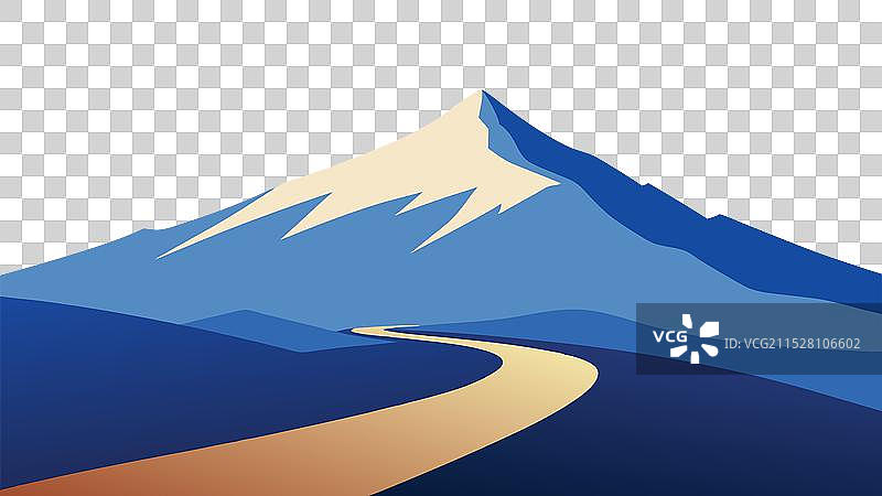 一幅风景如画的山地景观，展现了一条土路图片素材