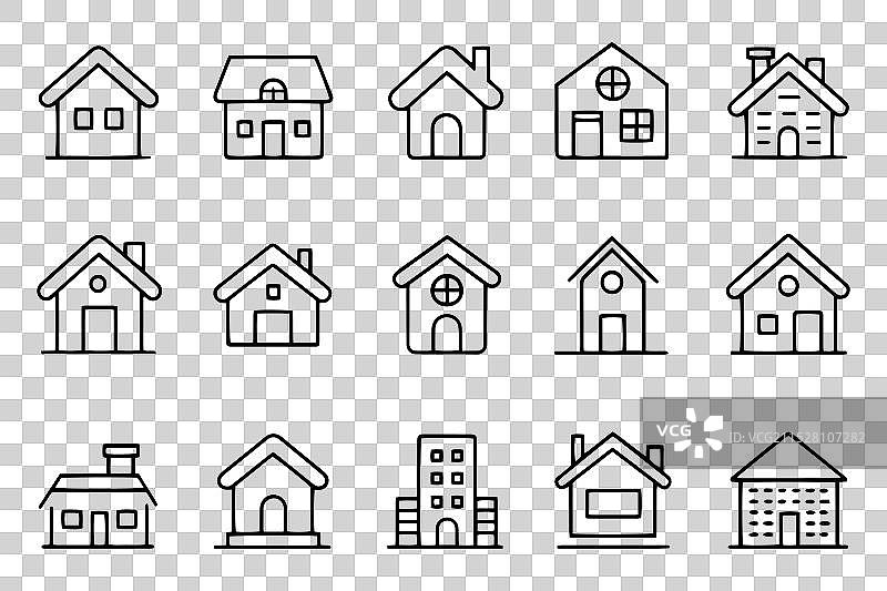 与房屋、家、地产、小屋概念相关的黑色元素图片素材