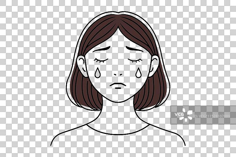 女孩脸上泪水直流图片素材