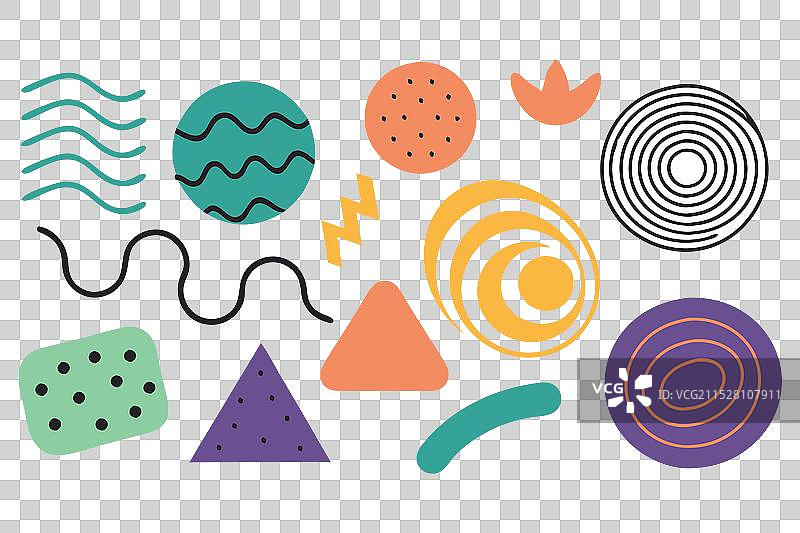 有机的粗犷形状、弯曲线条和点状元素图片素材