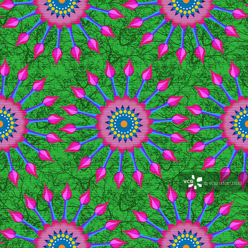 无缝非洲蜡印布料民族风格的雏菊图案图片素材