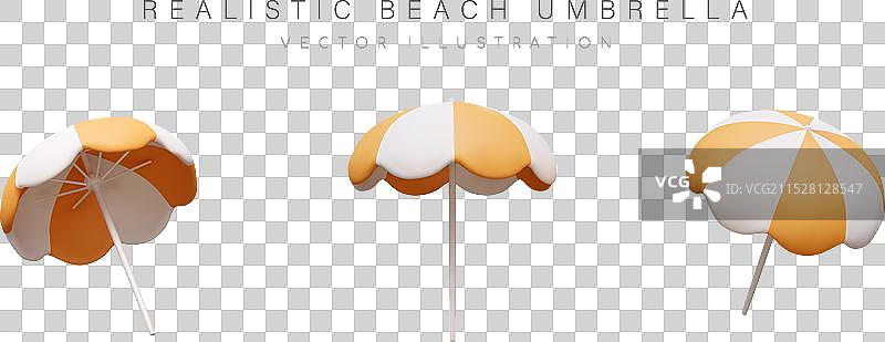 条纹沙滩伞竖直和倾斜放置图片素材