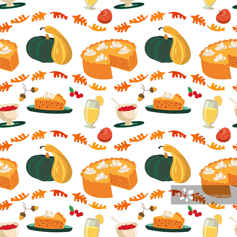 可爱的节日南瓜派无缝图案图片素材