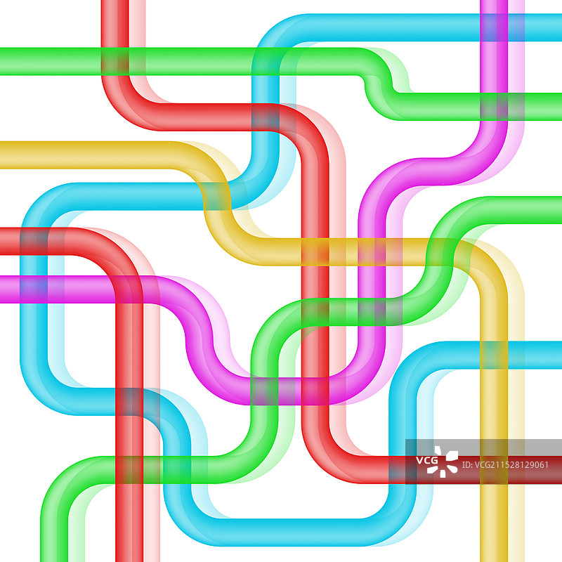 色彩斑斓的重叠透明管道形成图片素材