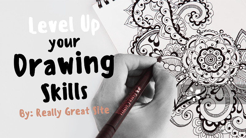 黑白绘画的YouTube缩略图图片素材