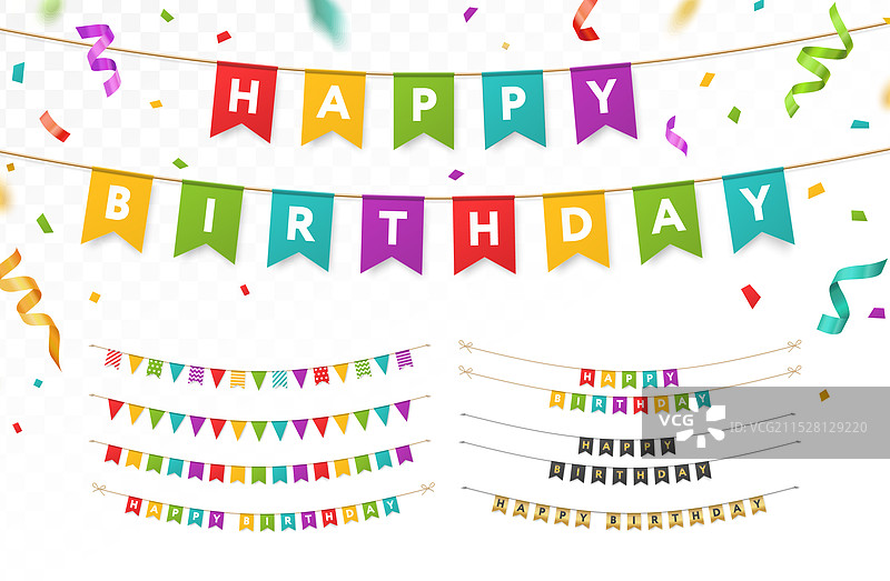 逼真的生日派对纸花环图片素材