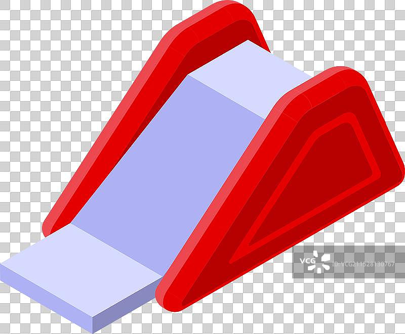 带红色侧面的滑梯等距图标图片素材