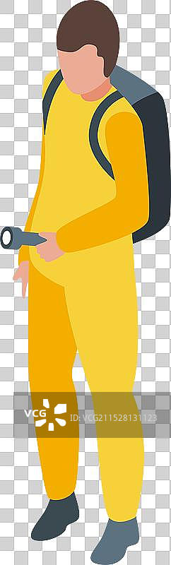 洞穴探险家手持手电筒探索洞穴图片素材