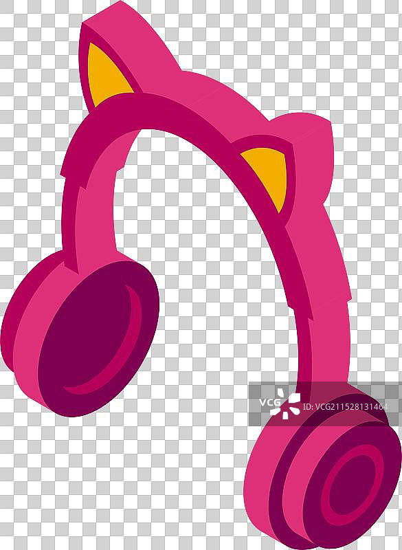粉色猫耳耳机，背景为白色图片素材
