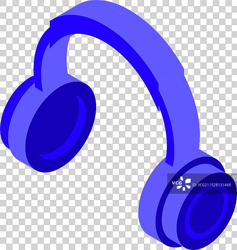 蓝色耳机产生声波的等距图形图片素材