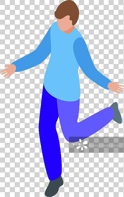 年轻男性跑步等距图标图片素材