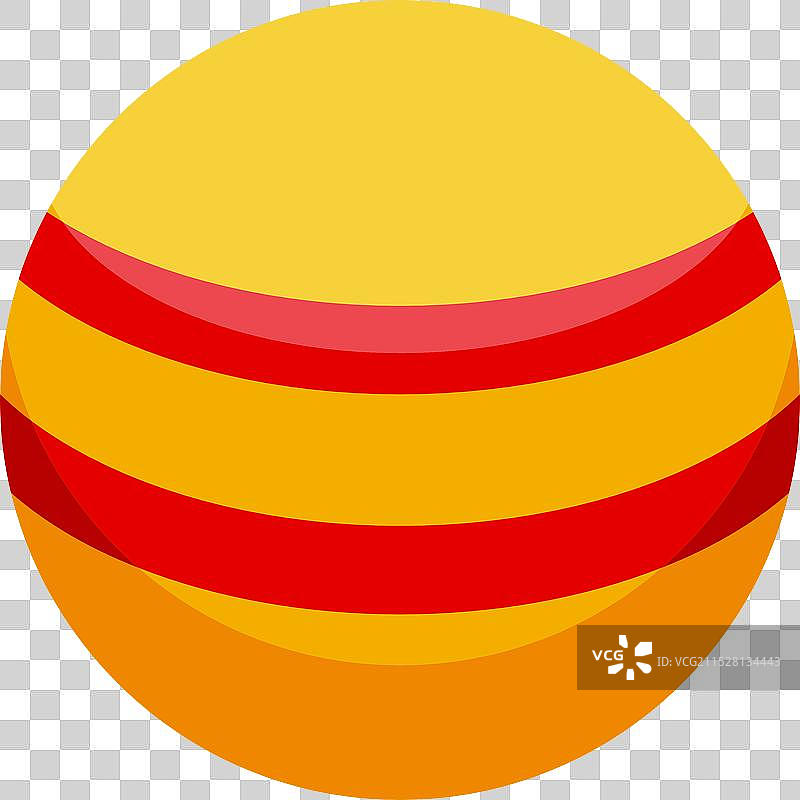 带有红色条纹的黄色球体代表行星图片素材