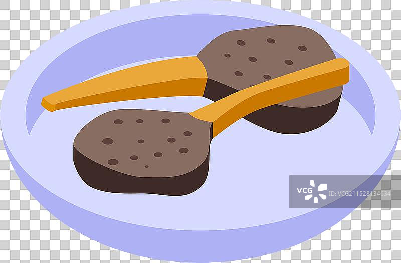 烤羊排静静地放在盘子上，准备好享用。图片素材