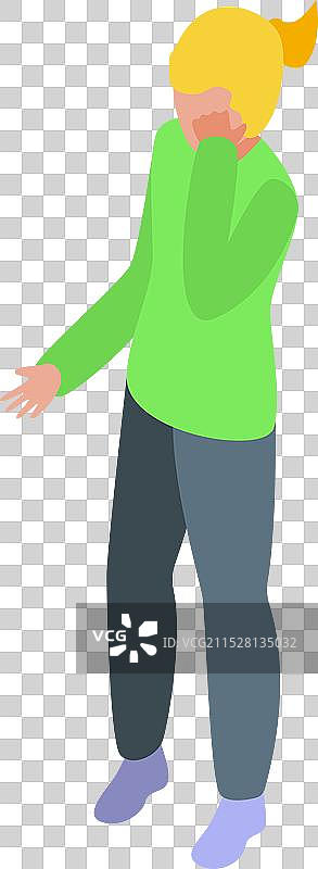 年轻女性感到羞愧，用手遮住脸部图片素材