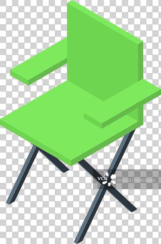 绿色折叠椅放置在白色背景上图片素材