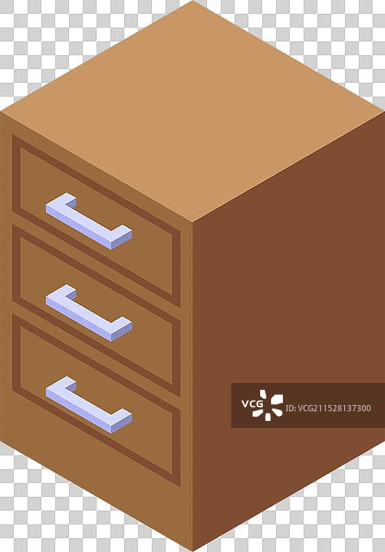 带有三个抽屉的木质办公柜图片素材