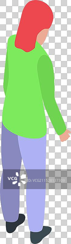 年轻女性站着，望向远方，沉思中。图片素材