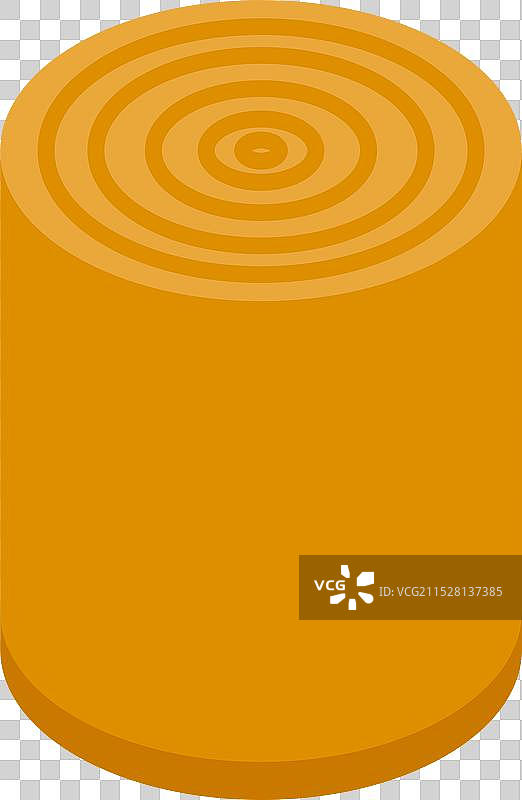 黄色圆柱体顶部显示同心圆圈图片素材