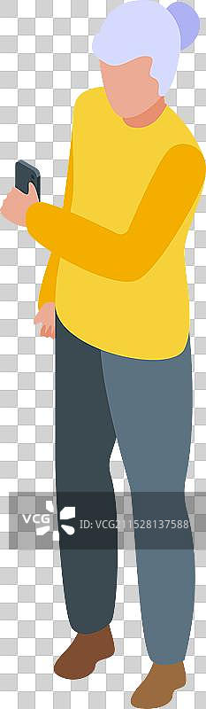 老年女性使用智能手机进行移动银行业务图片素材