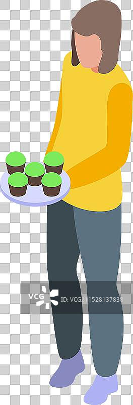 年轻女性手里端着一盘美味的绿色食物图片素材