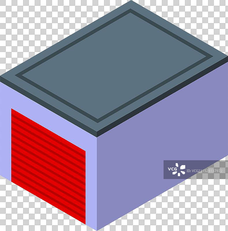 等距红色车库门建筑储物间图片素材