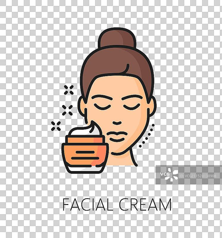 护肤美容面霜线条彩色图标图片素材