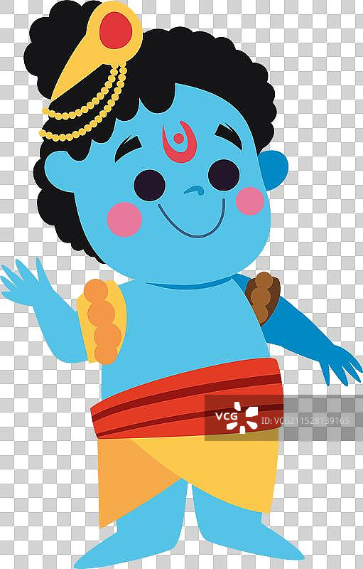 快乐的贾纳马斯特米节中的克里希纳神图片素材