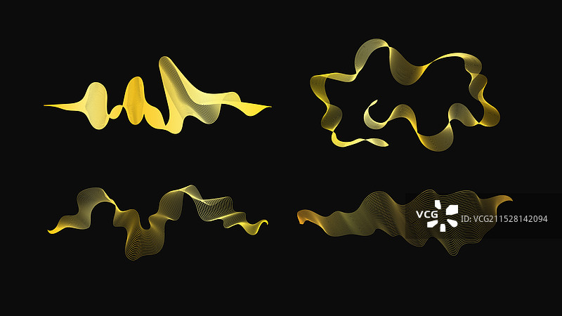 一组奢华金色波浪的抽象背景图片素材