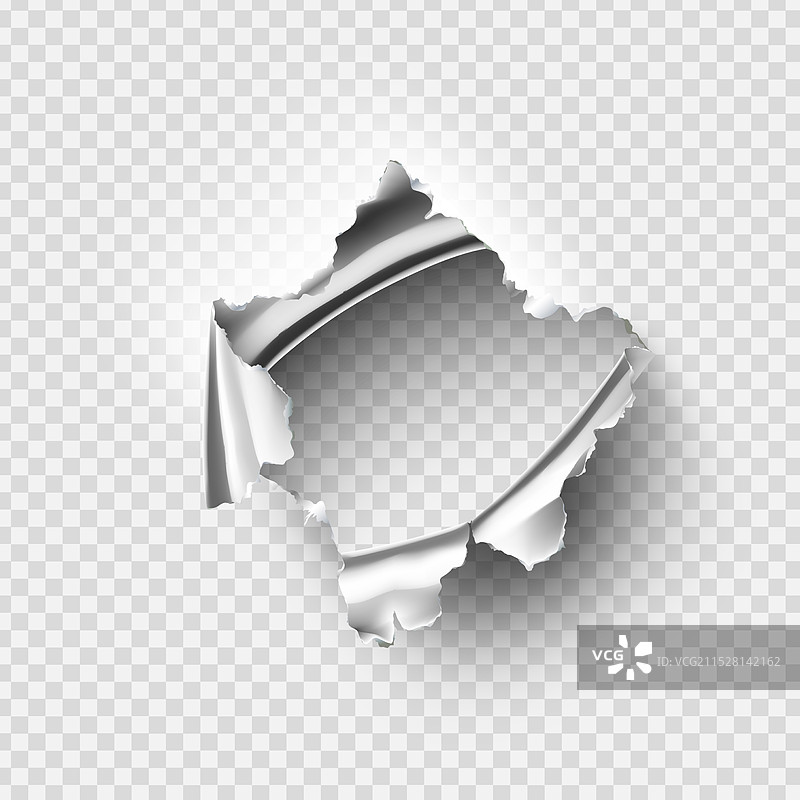 透明背景上的撕裂金属上的破洞图片素材