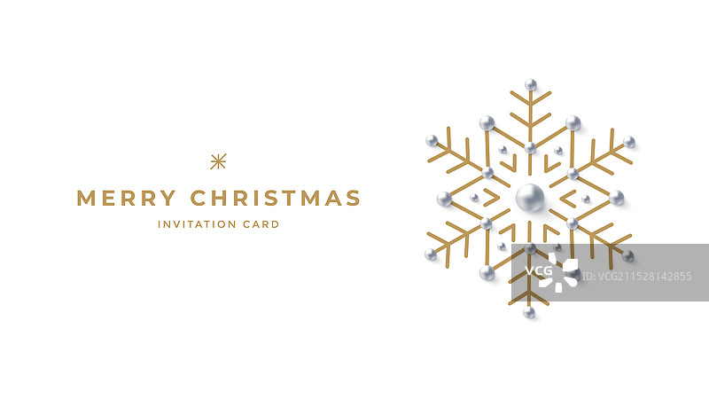 带有金色雪花的圣诞邀请卡图片素材