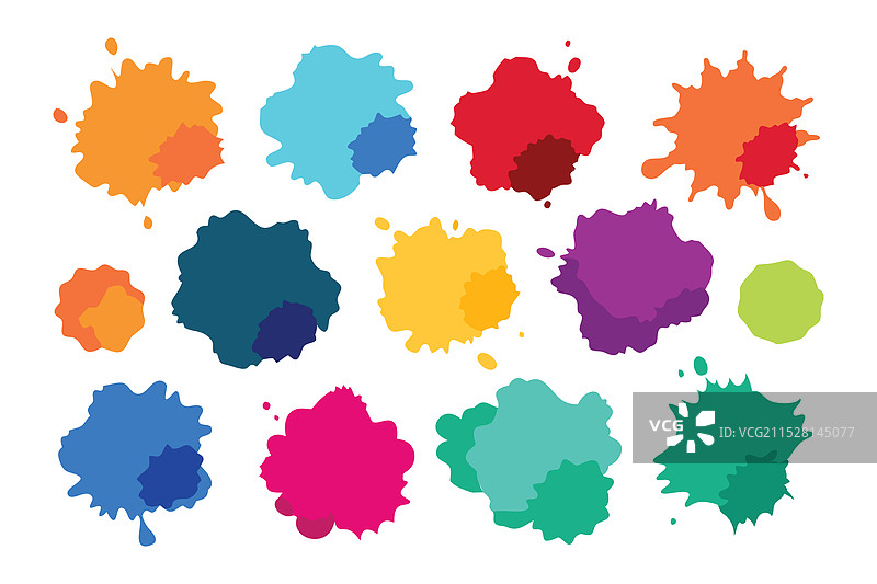 抽象的彩色水彩飞溅平面图集图片素材