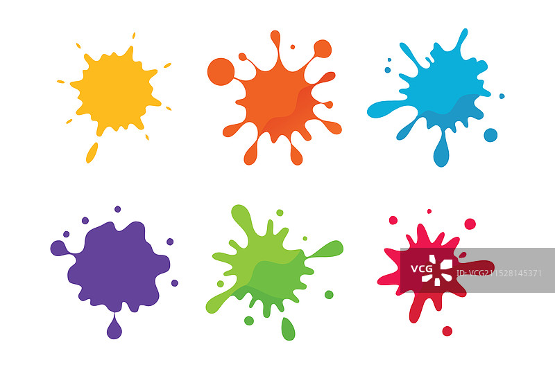白色背景上的颜料飞溅平面图集图片素材