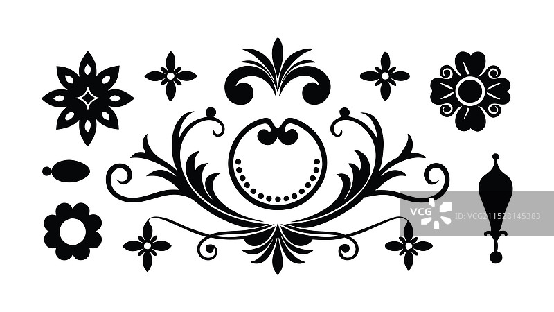 一系列优雅的黑白装饰品图片素材