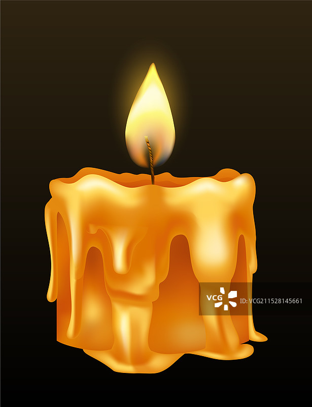 燃烧的蜡烛，蜡油滴落或流淌图片素材