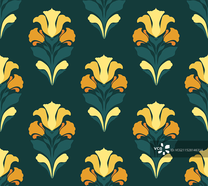 装饰艺术风格的鸢尾花图案图片素材