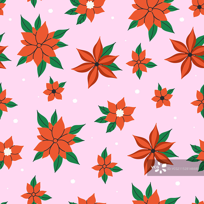 无缝图案的红色冬季一品红图片素材