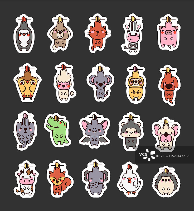 有趣的动物夹子贴纸书签图片素材