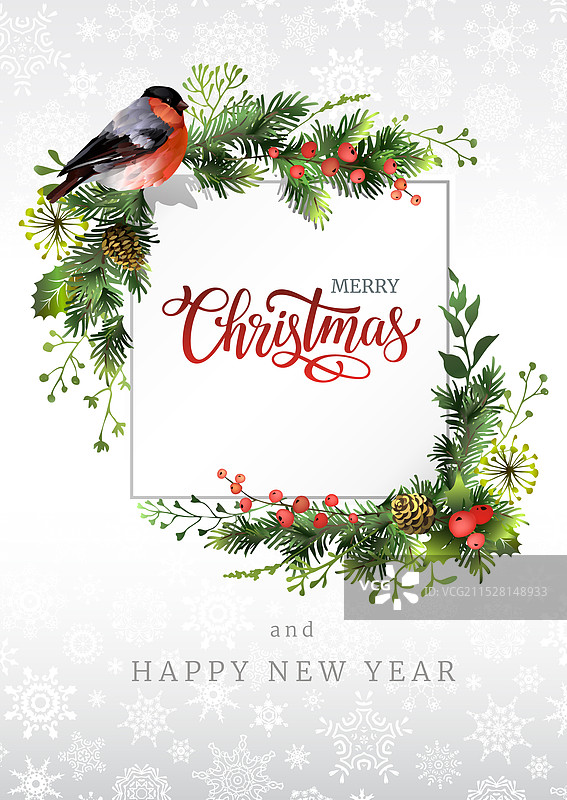 圣诞快乐的竖版贺卡设计与图片素材