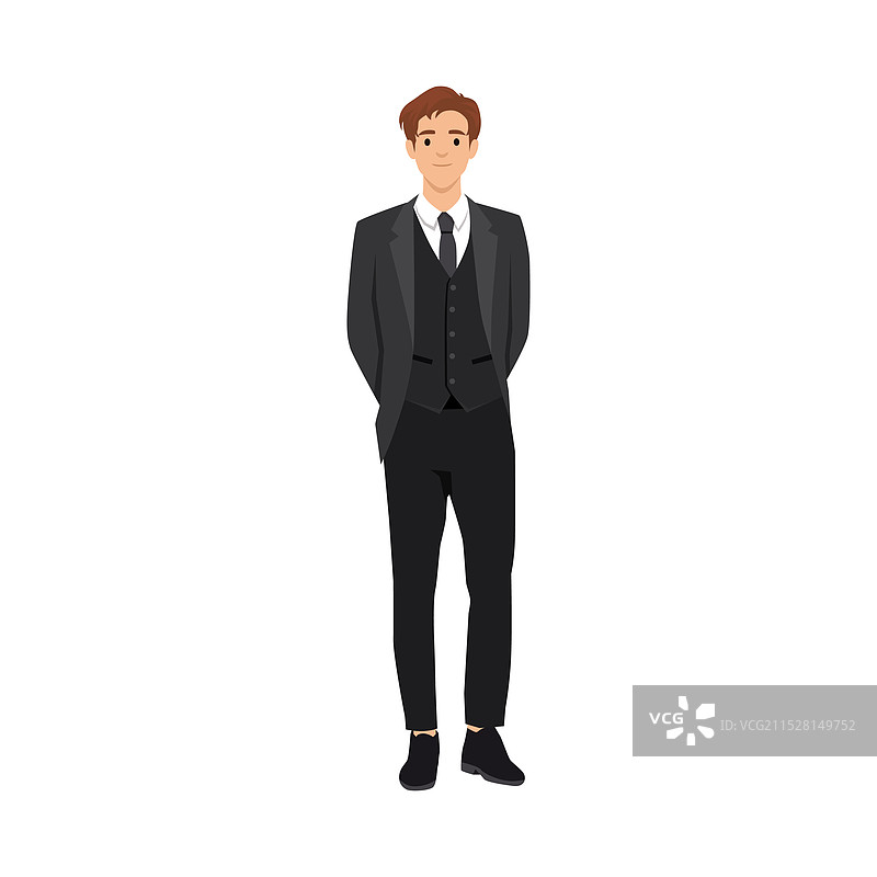 年轻商人站着，穿着正式服装图片素材