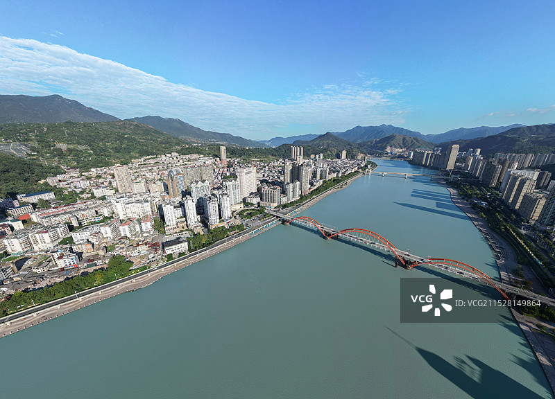 青田县全景，超广角航拍图片素材