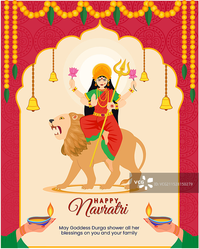 快乐的纳瓦拉特里杜尔迦普贾印度节日海报图片素材