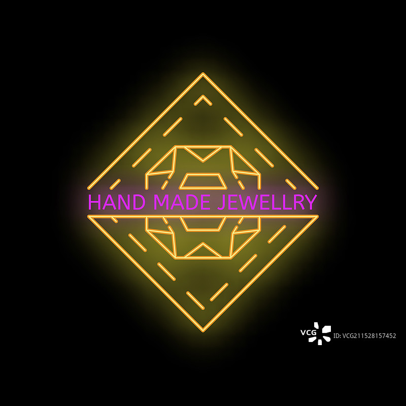 霓虹灯标志手工珠宝与钻石形状图片素材