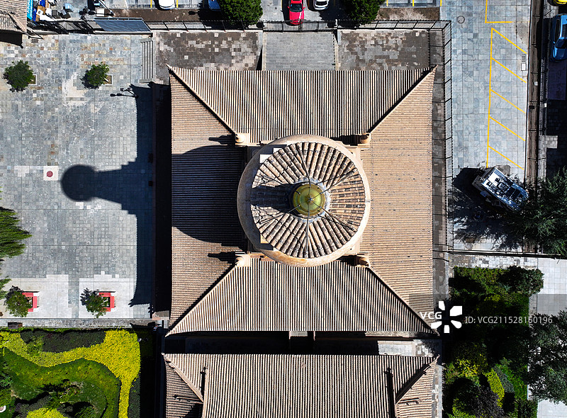 甘肃省张掖市大佛寺航拍图片素材