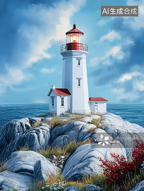 【AI数字艺术】海边的灯塔图片素材