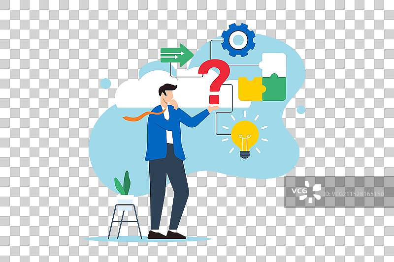 商人评估问号的平面图图片素材