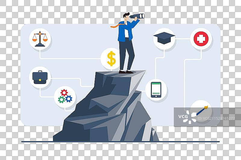 使用望远镜观察各种事物的人物侧面图图片素材