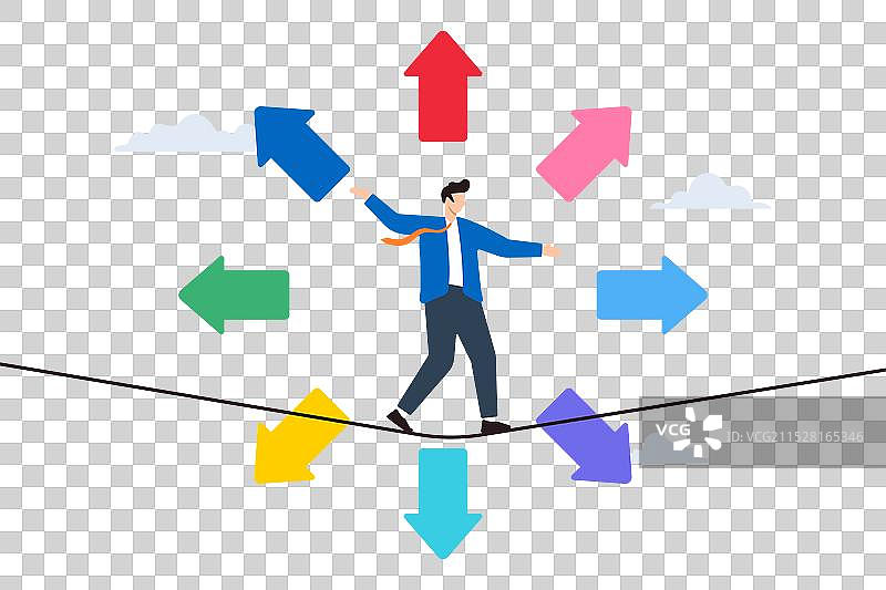 商人在绳索上平衡的平面图图片素材