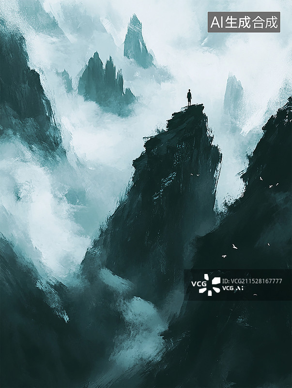 【AI数字艺术】一览众山小图片素材