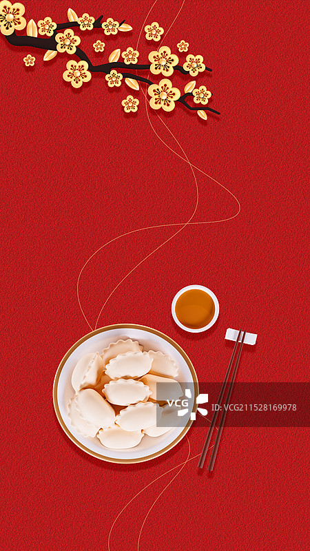 3D立体冬至节气除夕吃饺子喜庆海报背景图片素材